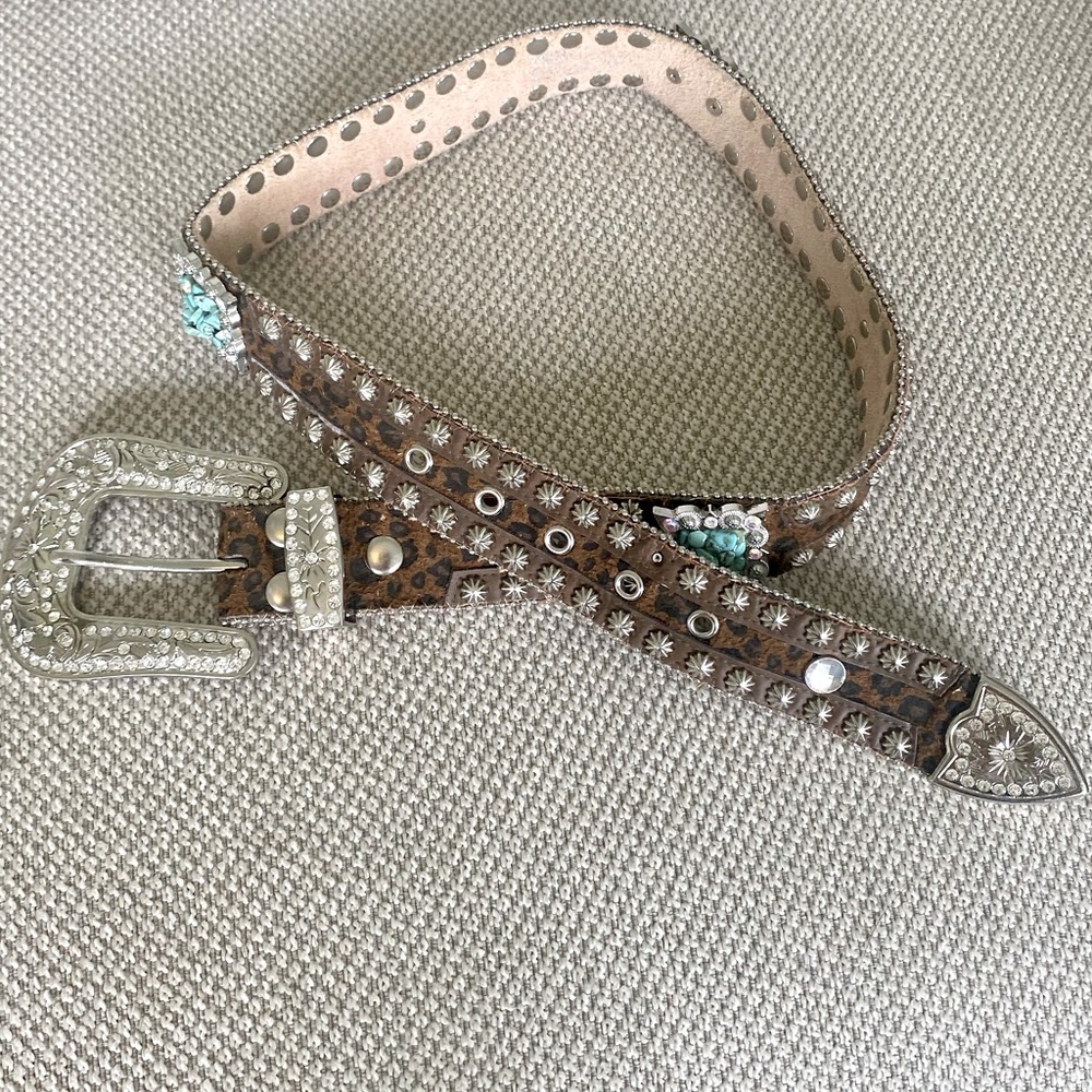 Ladies Genuine Leather Rhinestone Belt